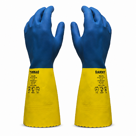 Kit 12 Luva neoprene e látex Limpeza Resistente química