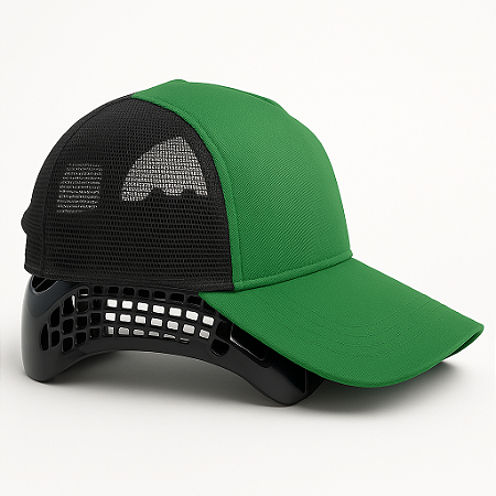 Boné Com Casquete Plástico Segurança Proteção Da Cabeça Verde