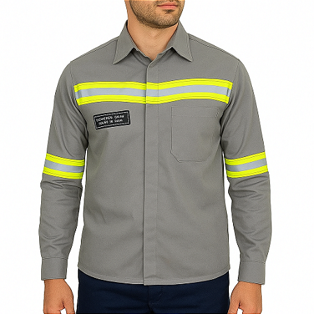 CAMISA NR10 CINZA COM REF VERDE MLV