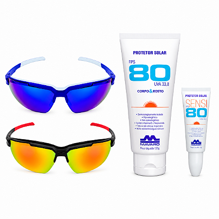 Kit Ciclista Óculos Kronos + Protetor Solar FPS 80 + Protetor Labial Grátis