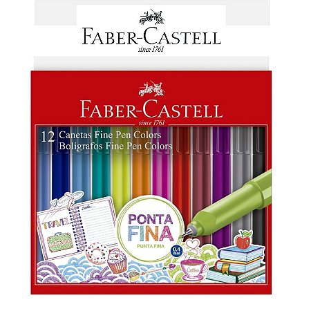 Canetas Fine Pen Colors ES1ZF 12 Cores Faber Castell