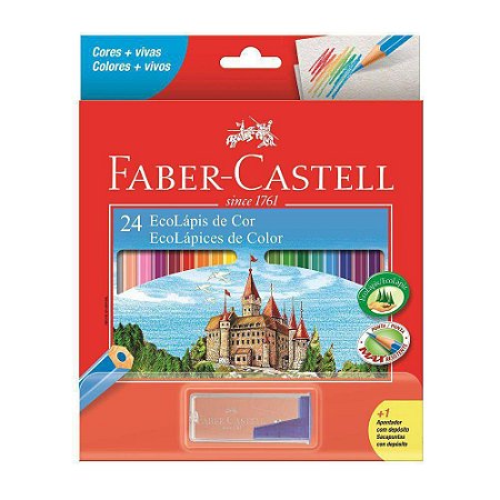 Lapis Faber-Castell Sextavado 24 EcoLápis de Cor 120124+1APt - FUNPAPER  PAPELARIA