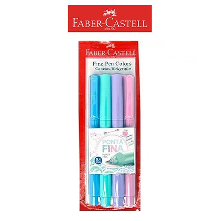 Caneta Fine Pen Tons Pasteis com 4 cores  Faber-Castell
