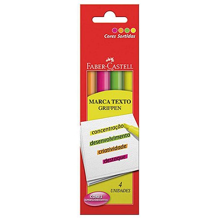 Marca Texto Grifpen C/4 Cores Neon - Faber-Castell