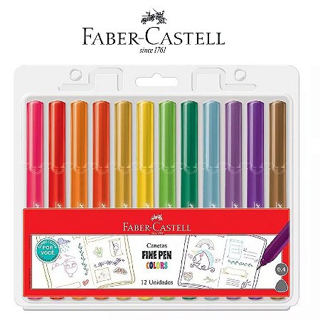 Canetas Fine Pen Colors Pro 12 Unidades Faber Castell