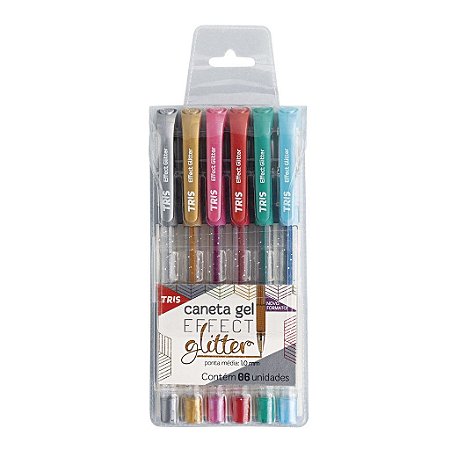 Caneta gel Effect Glitter Conj c/6 Cores - Tris