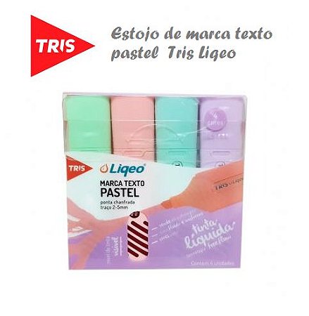 Marca Texto Pastel Tris Liqeo - Estojo C/4 Cores