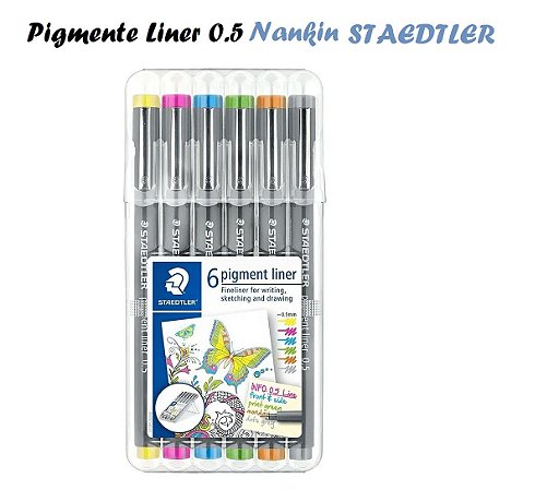 Caneta Nankin Pigment Liner Staedtler 0.5 c/6 cores