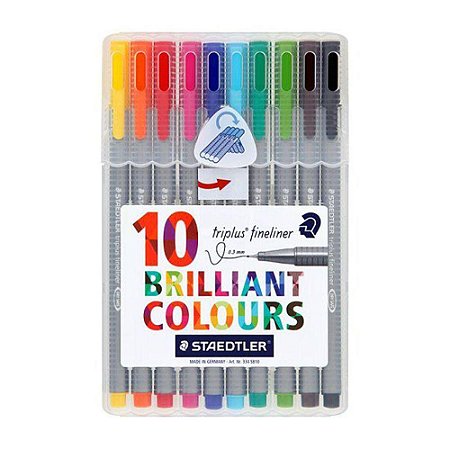 Caneta Hidrográfica Triplus Fineliner Com 10 Cores Staedtler