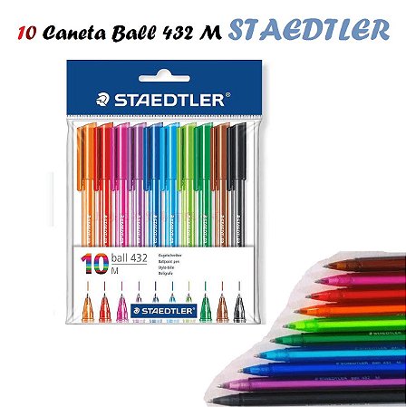 Caneta Esferográfica Staedtler Ball 432 Com 10 Cores