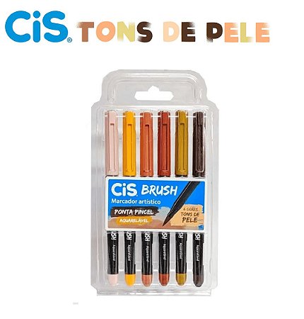 Marcador Aquarelavel Cis Brush c/ 6 Tons de Pele