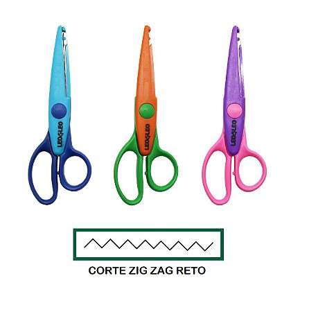 Tesoura Escolar de Picotar Corte Zig Zag Reto