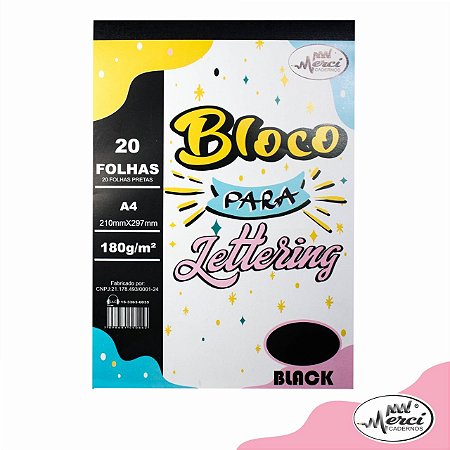 Bloco Livro Para Lettering Black 20fls 180g A4 Merci