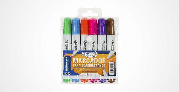 Marcador de Quadro Branco Estojo C/6 cores - BRW