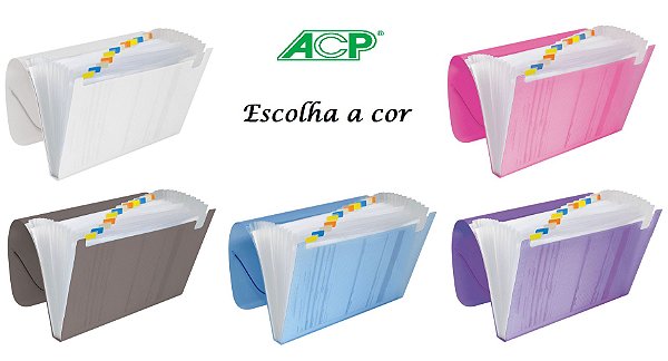 Pasta Sanfonada Plastica A4 12 Divisões Cores A Escolha ACP