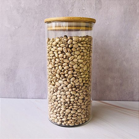 Pote Vidro Com Tampa Bambu 1,3l