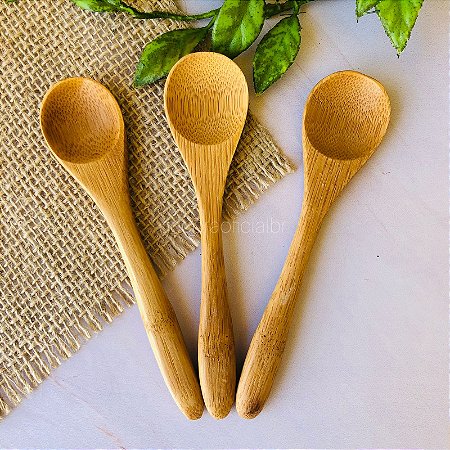 Jg Colheres Para Molho Bambu 3pc