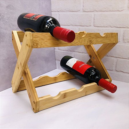 Suporte Para Vinho Retratil Bambu