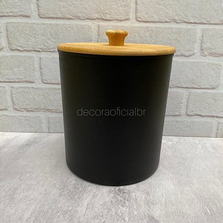 Lixeira De Pia Bambu E Plastico Preto 5l