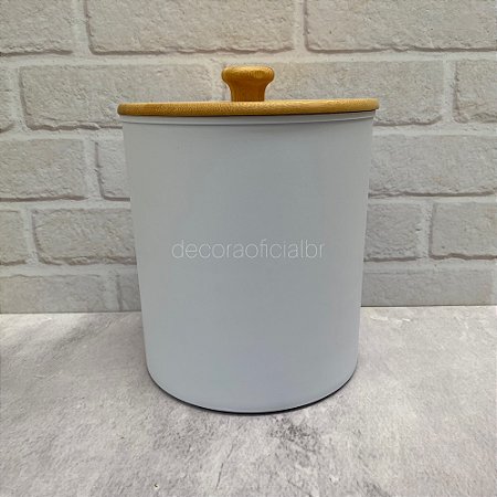 Lixeira De Pia Bambu E Plastico Branco 5l