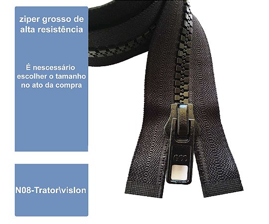 Ziper vislon 08 destacável preto