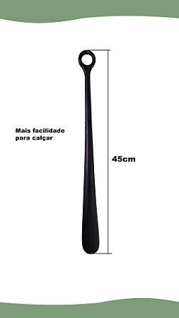 calçadeira calçador de sapatos longa 45cm preto