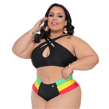 Biquíni Reggae Decote Cruzado Slim e Plus Size P, M, G, GG, EXG