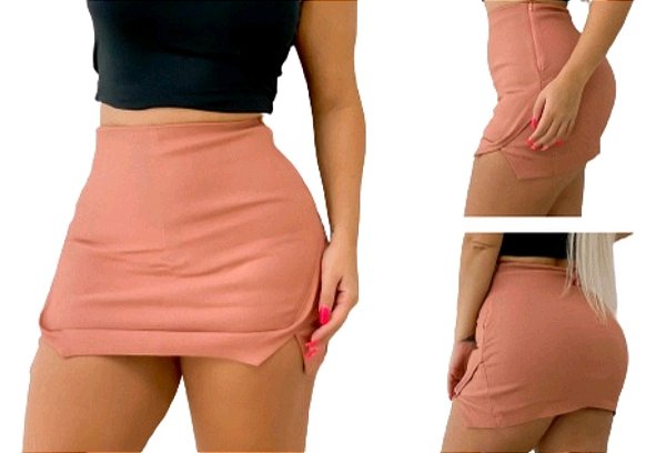Shorts Saia Curta Cintura Alta com Fendas Laterais P, M, G