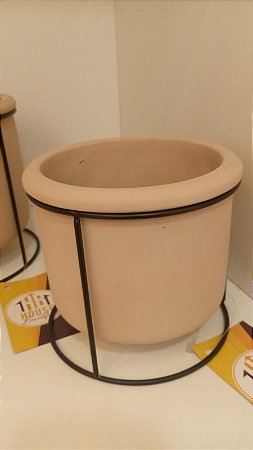 Cachepot em Cimento com Suporte em Metal G - Mart