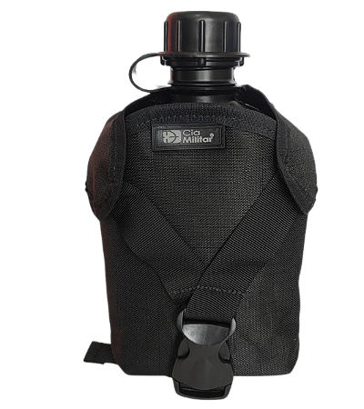 Cantil Militar P/ Água + Capa Porta Cantil P/ Cinto Tático