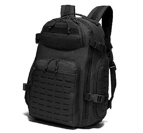 Mochila Tática Preta Impermeável 40 litros Modular a Laser Padrão Curso