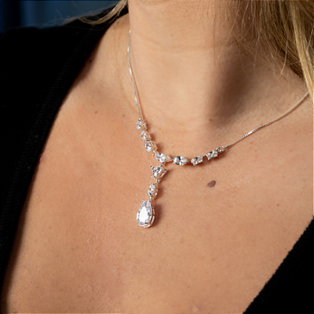 Colar Pedra Cristal Luxo