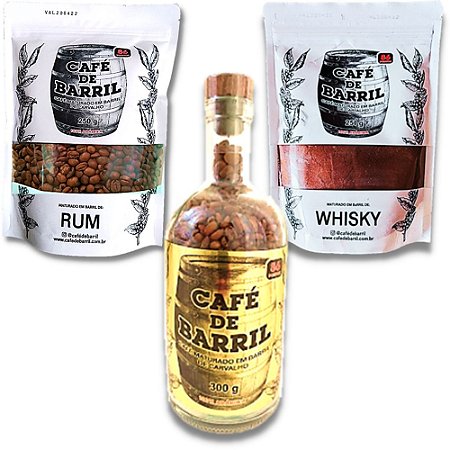 Kit Grão+Pó -02 whisky Premium 250g / 01 Garrafa Cachaça grão 300g