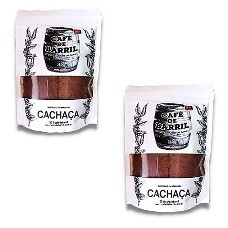 PROMOÇÃO Kit Pó - 02un. Café Especial Premium Maturado em Barril de Cachaça 250g - 86 Pontos