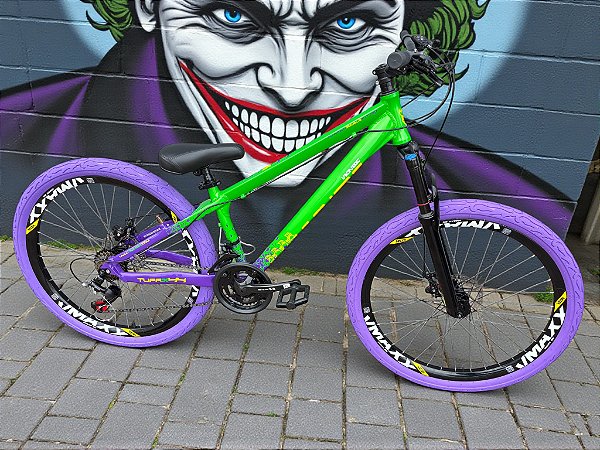 Bicicleta Aro 26 Vikingx Tuff Freeride 21v Vmaxx Freio a Disco Garfo Suspensão Pneu Flame