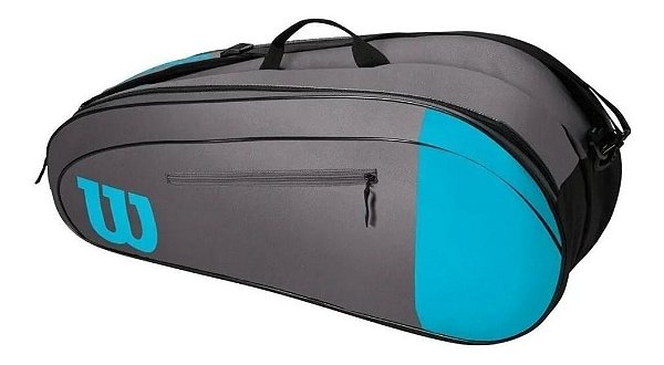 Raqueteira Modelo Esp Team X6 Dupla Wilson - Cinza Com Azul