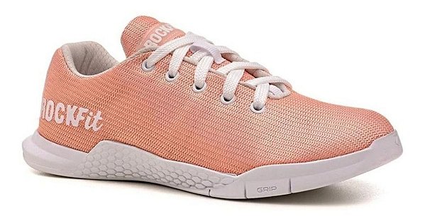 Tênis Para Cross Training Rock Fit Grip 2 Salmão Sola Branca