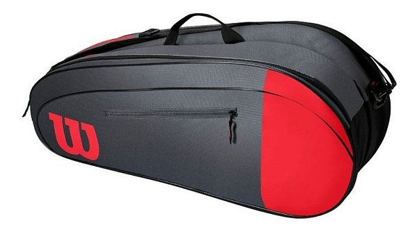 Raqueteira Wilson Modelo Esp Team X6 Dupla - Cinza Vermelho