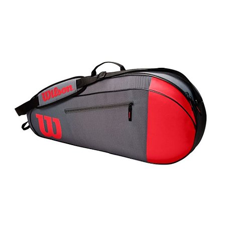 Raqueteira Wilson Modelo Esp Team 3 Pk - Cinza Com Vermelho
