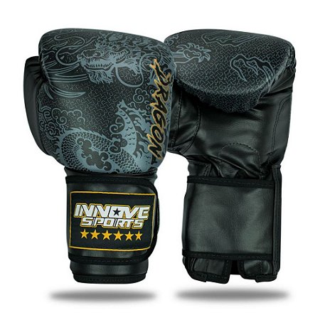 Luva Boxe/muay Thai Profissional Innove Dragon - Preto Cinza