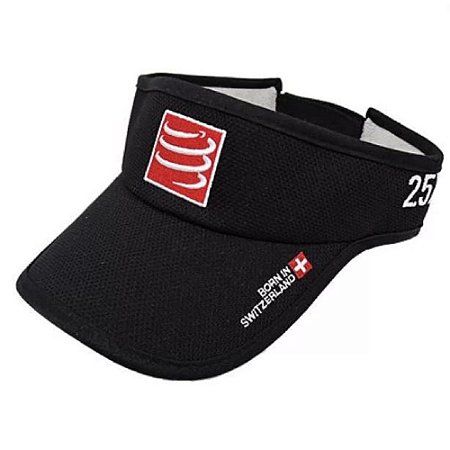 Viseira Boné Ajustável Compressport - Run, Triathlon - Preto