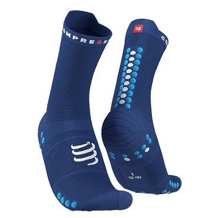 Meia Compressão V4 Compressport - Cano Médio - Run - Azul