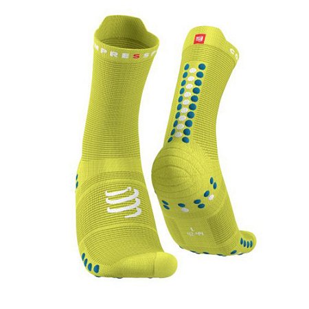 Meia Compressão V4 Compressport - Cano Médio - Run - Amarela