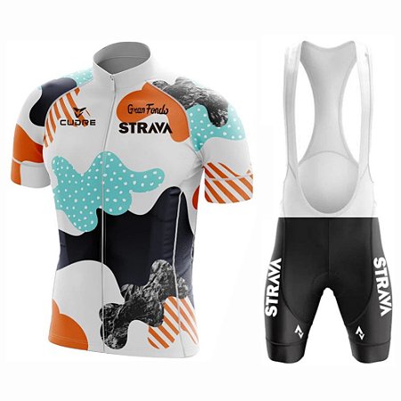 Roupa Ciclista Masculino Bretelle + Camisa Mod Strava Branco