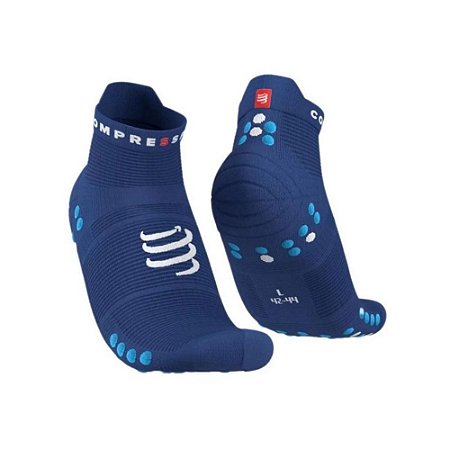 Meia Compressão V4 Compressport - Cano Curto - Run - Azul
