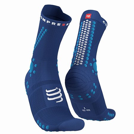 Meia Compressão V4 Trail Compressport - Cano Médio - Azul