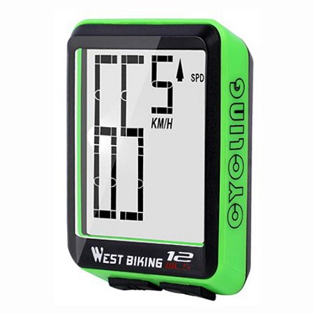 Ciclo Computador Velocímetro Bike Sem Fio Verde West Bike