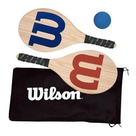 Kit Frescobol Wilson Logo 2 Raquetes Bolinha Capa