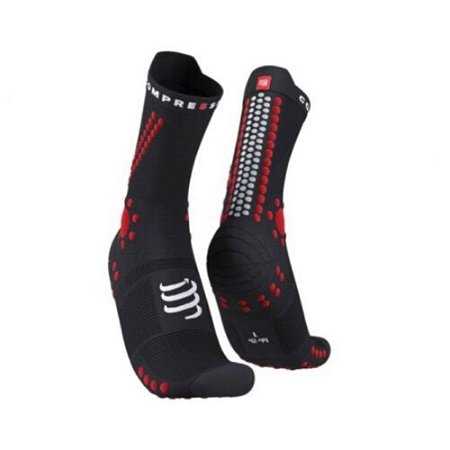 Meia Compressão V4 Trail Compressport Médio Preto Vermelho