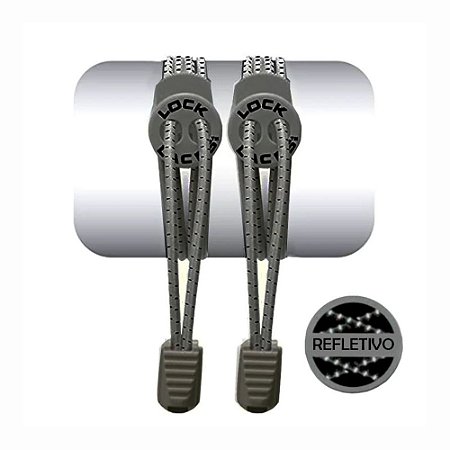 Cadarço Elástico Lock Laces Cinza Refletivo Triathlon